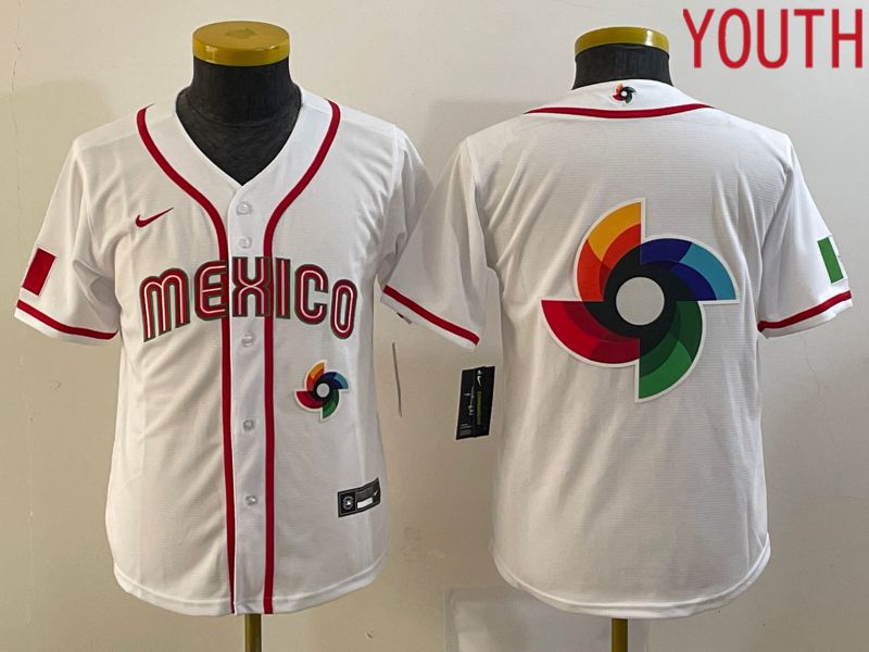 Youth 2023 World Cub Mexico Blank White Nike MLB Jersey10